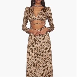 NWT WeWoreWhat Cutout Satin Leopard dress